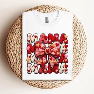 Valentines Mama Faux Yarn T-Shirt